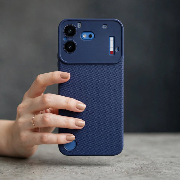 Dark Blue Line Wave Silicone Case for Nothing Phone 4B - The Hatke