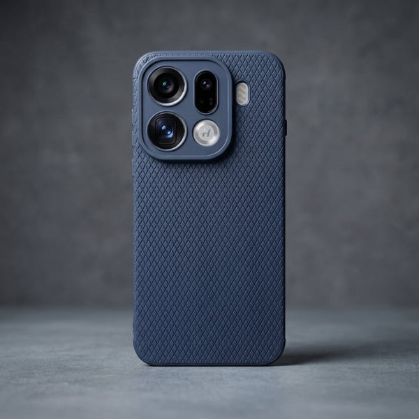 Dark Blue Line Wave Silicone Case for Oppo Find X9 Pro - The Hatke