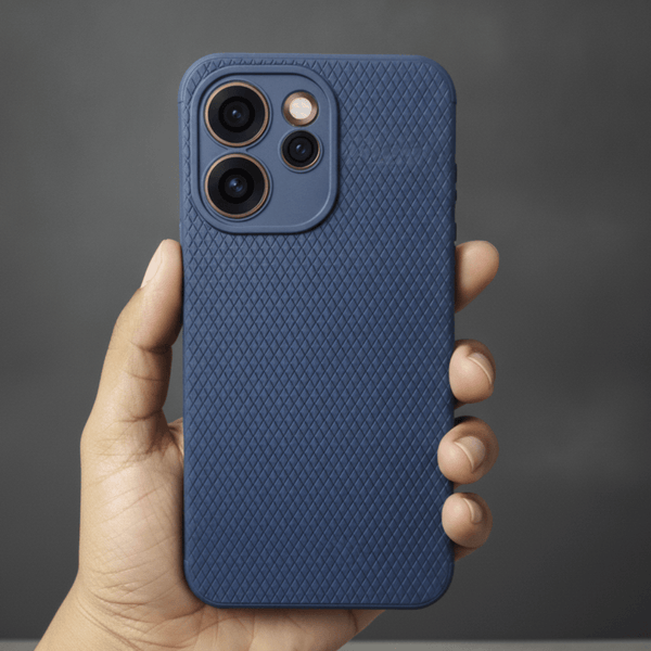 Dark Blue Line Wave Silicone Case for Oppo Reno 15 Pro Mini - The Hatke