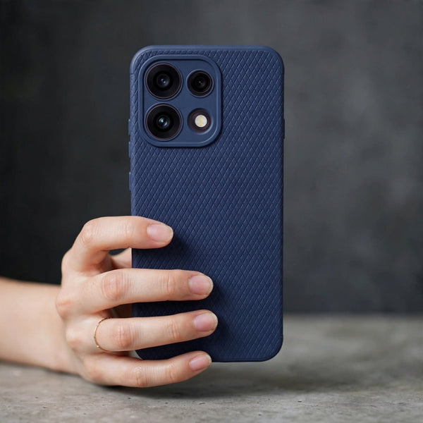 Dark Blue Line Wave Silicone Case for Oppo Reno 16c - The Hatke