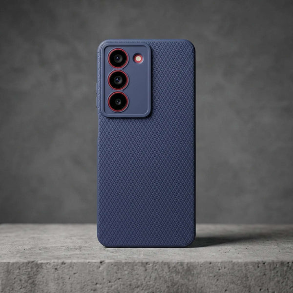 Dark Blue Line Wave Silicone Case for Realme 14x - The Hatke