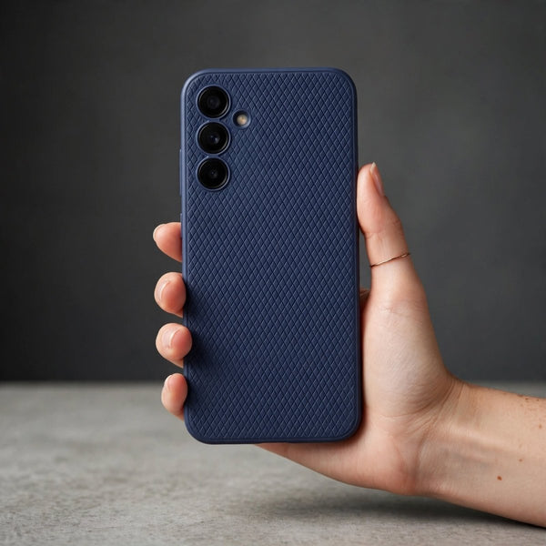 Dark Blue Line Wave Silicone Case for Samaung A56 - The Hatke