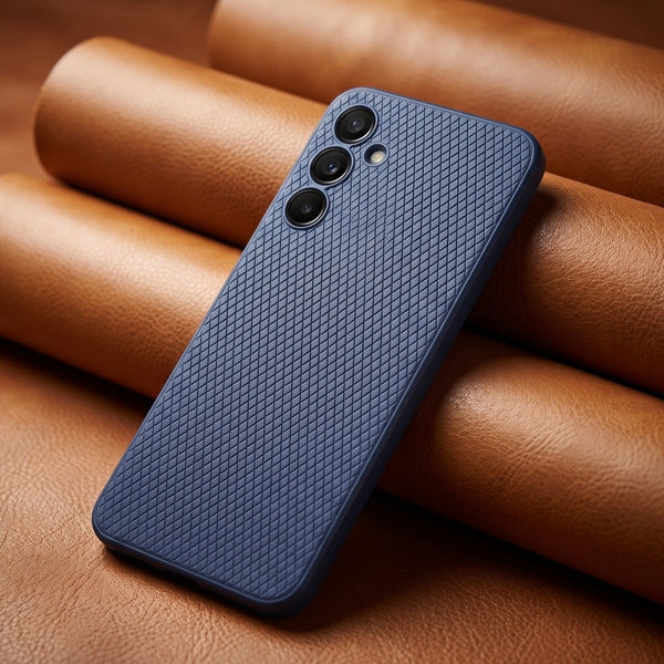 Dark Blue Line Wave Silicone Case for Samaung A56 - The Hatke