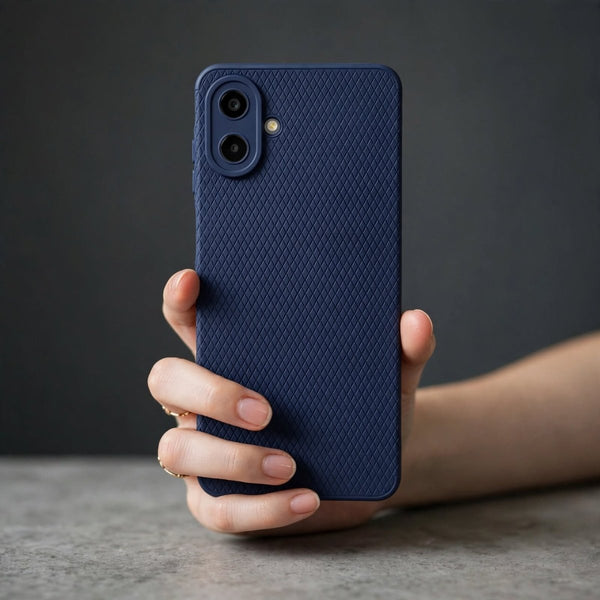 Dark Blue Line Wave Silicone Case for Samsung A07 - The Hatke
