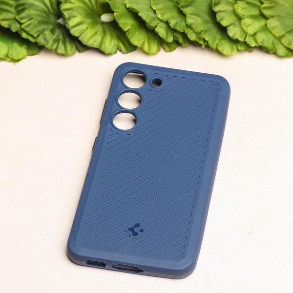 Dark Blue Line Wave Silicone Case for Samsung S23 - The Hatke