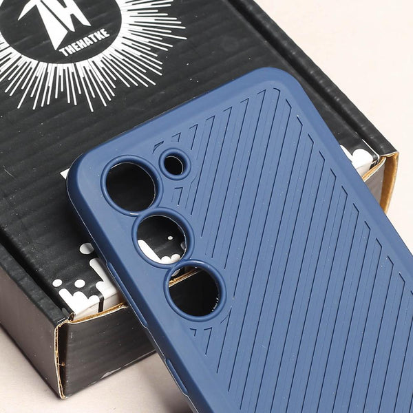 Dark Blue Line Wave Silicone Case for Samsung S23 - The Hatke