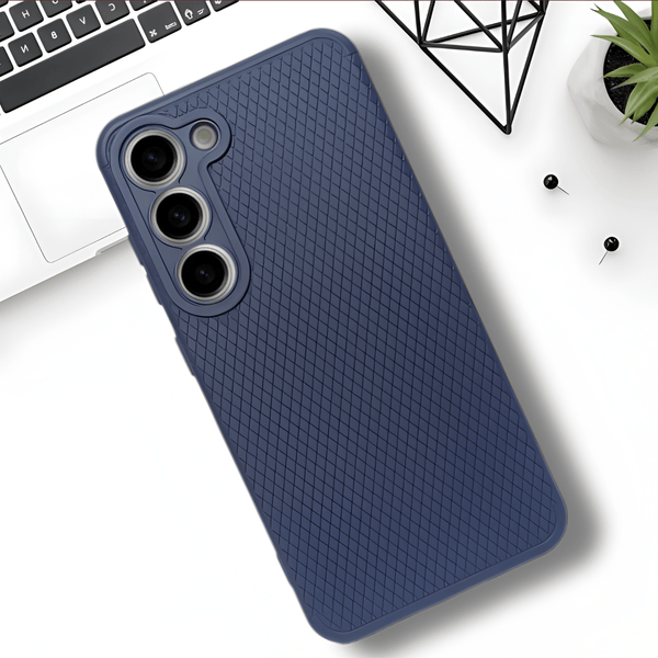 Dark Blue Line Wave Silicone Case for Samsung S23 - The Hatke