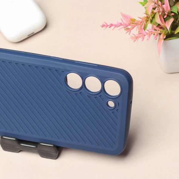 Dark Blue Line Wave Silicone Case for Samsung S23 - The Hatke