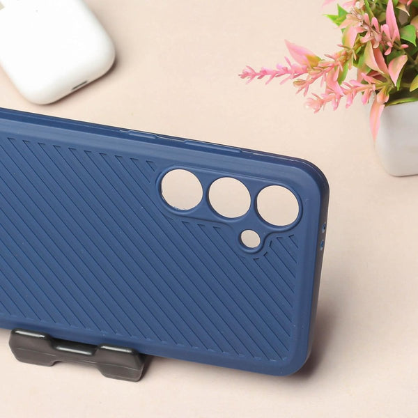 Dark Blue Line Wave Silicone Case for Samsung S23 Fe - The Hatke