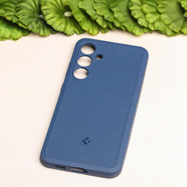 Dark Blue Line Wave Silicone Case for Samsung S23 Fe - The Hatke