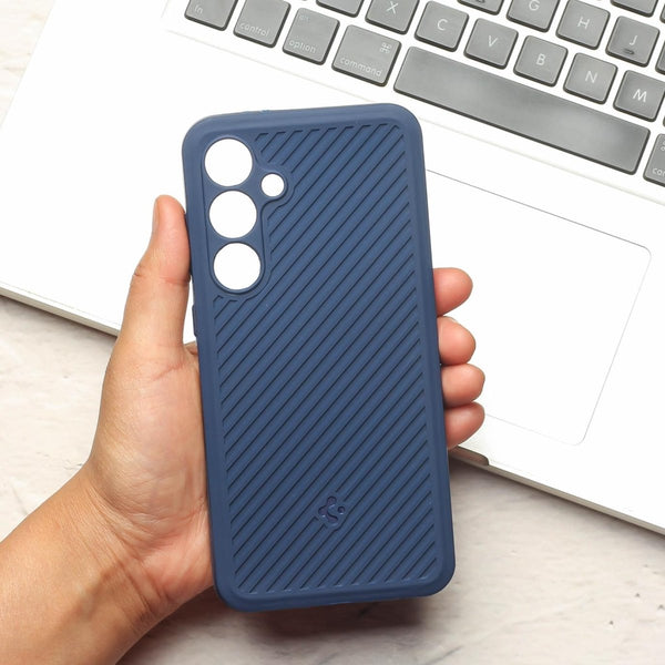 Dark Blue Line Wave Silicone Case for Samsung S23 Fe - The Hatke