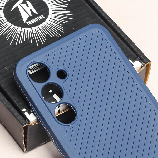 Dark Blue Line Wave Silicone Case for Samsung S23 Fe - The Hatke