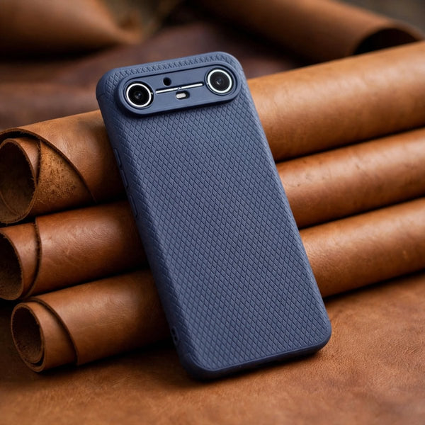 Dark Blue Line Wave Silicone Case for Tecno Pova Slim - The Hatke