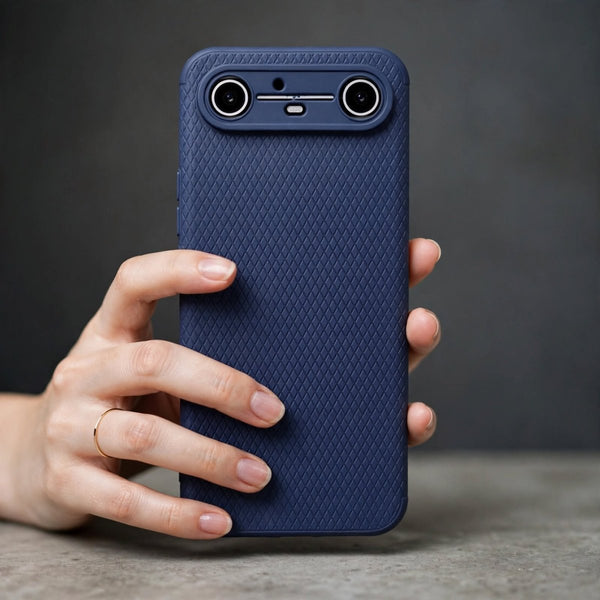 Dark Blue Line Wave Silicone Case for Tecno Pova Slim - The Hatke