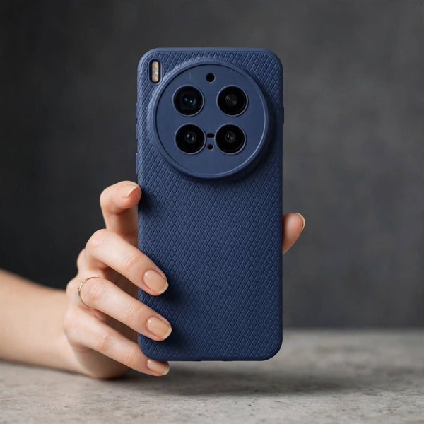 Dark Blue Line Wave Silicone Case for Vivo X300 Pro - The Hatke