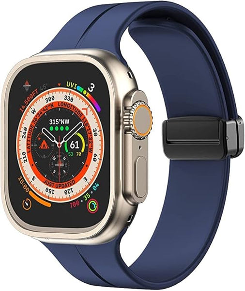 Dark Blue Magnetic Clasp Adjustable Strap For Apple Watch Series 1 (42mm/44mm/45mm/46mm/49mm) - The Hatke