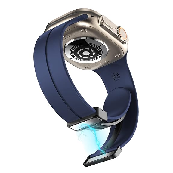 Dark Blue Magnetic Clasp Adjustable Strap For Apple Watch SERIES 4 (42mm/44mm/45mm/46mm/49mm) - The Hatke