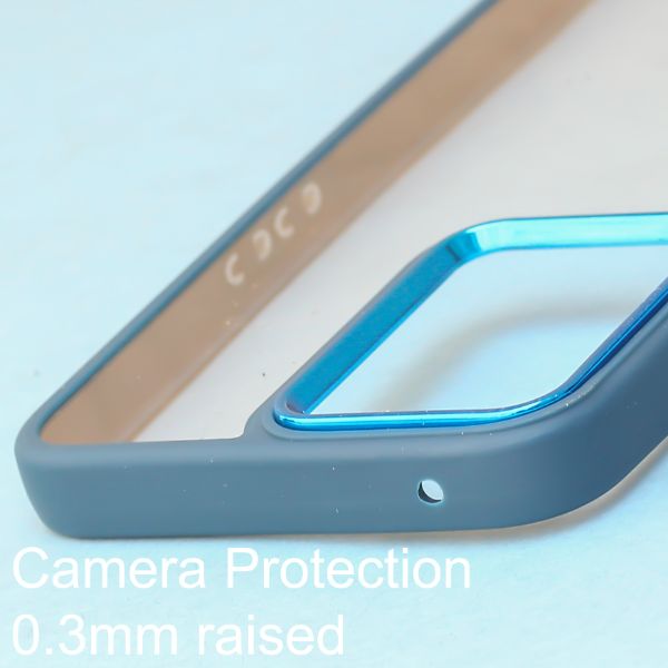 Dark Blue Metal Protection Transparent Case for Oneplus 10R - The Hatke