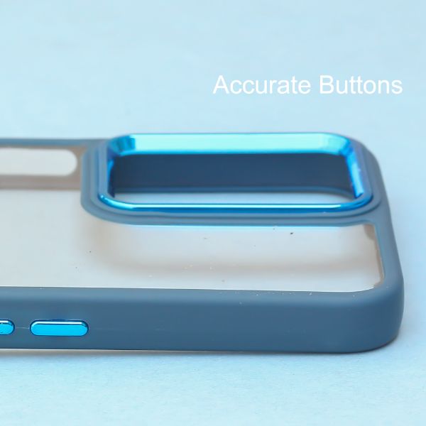 Dark Blue Metal Protection Transparent Case for Oneplus 10R - The Hatke