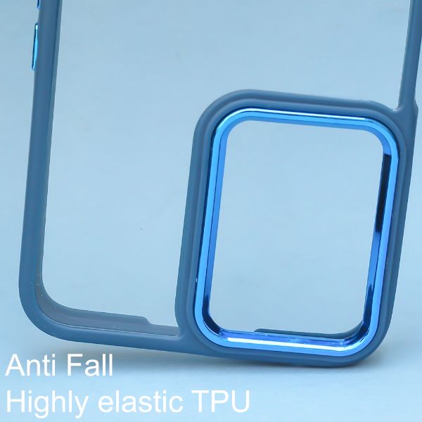 Dark Blue Metal Protection Transparent Case for Oneplus 10R - The Hatke