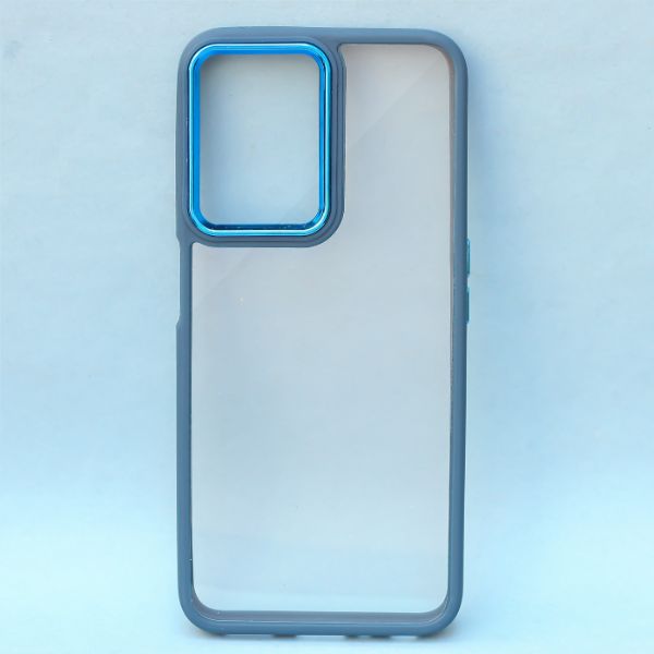 Dark Blue Metal Protection Transparent Case for Oneplus 10R - The Hatke