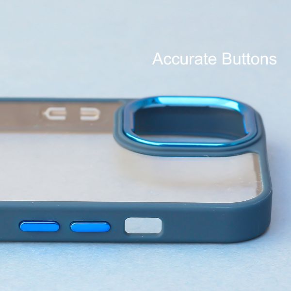Dark Blue Metal Safe Transparent Case for Apple iphone 15 Pro Max - The Hatke
