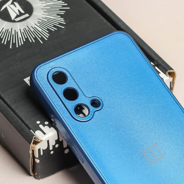 Dark Blue Metallic Finish Silicone Case for Oneplus Nord CE - The Hatke