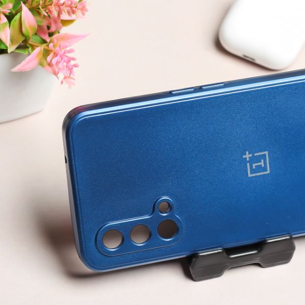 Dark Blue Metallic Finish Silicone Case for Oneplus Nord CE - The Hatke