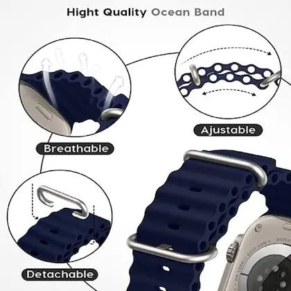 Dark Blue Ocean Loop Watch Strap For apple For Apple Watch Series 1 (42mm/44mm/45mm/46mm/49mm) - The Hatke