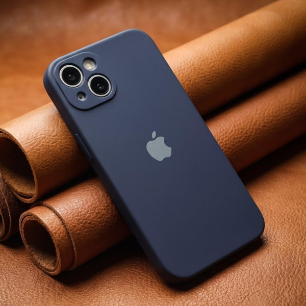 Dark Blue Original Camera Silicone case for Apple iphone 13 - The Hatke