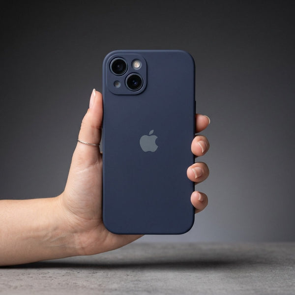 Dark Blue Original Camera Silicone case for Apple iphone 15 Plus - The Hatke