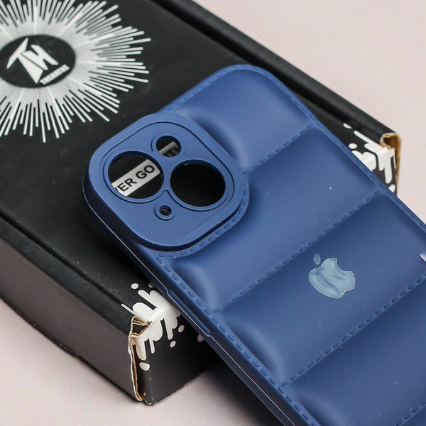 Dark Blue Puffon silicone case for Apple Iphone 15 - The Hatke