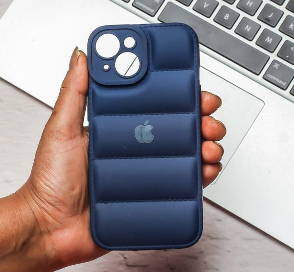 Dark Blue Puffon silicone case for Apple Iphone 15 - The Hatke
