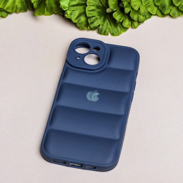 Dark Blue Puffon silicone case for Apple Iphone 15 - The Hatke