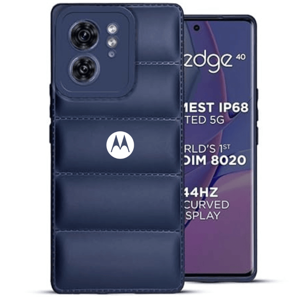 Dark Blue Puffon silicone case for Motorola Edge 40 - The Hatke