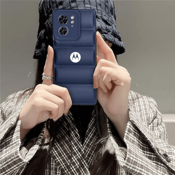 Dark Blue Puffon silicone case for Motorola Edge 40 - The Hatke