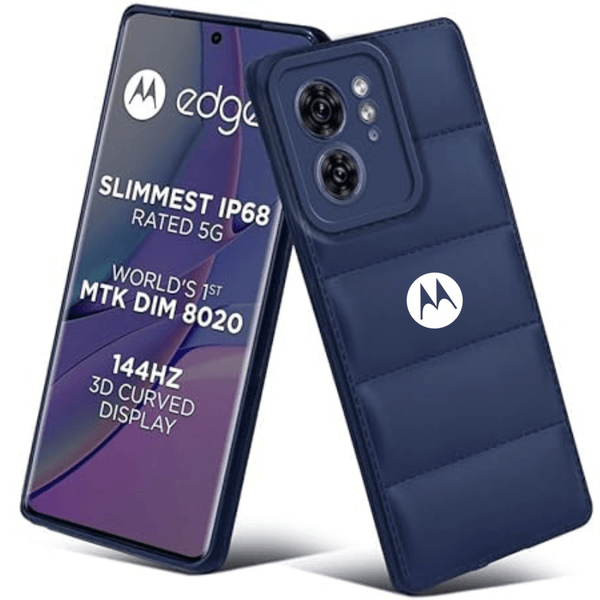 Dark Blue Puffon silicone case for Motorola Edge 40 - The Hatke