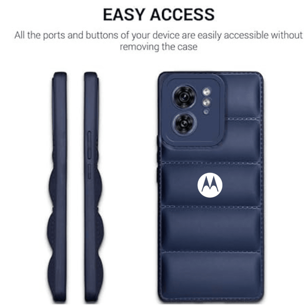 Dark Blue Puffon silicone case for Motorola Edge 40 - The Hatke