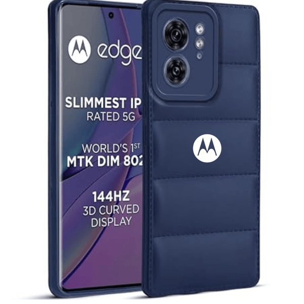 Dark Blue Puffon silicone case for Motorola Edge 40 - The Hatke