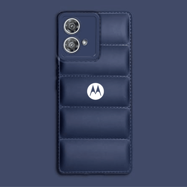Dark Blue Puffon silicone case for Motorola Edge 40 Neo - The Hatke