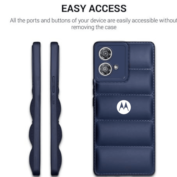 Dark Blue Puffon silicone case for Motorola Edge 40 Neo - The Hatke