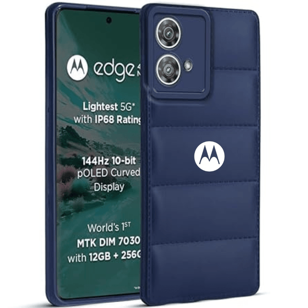 Dark Blue Puffon silicone case for Motorola Edge 40 Neo - The Hatke