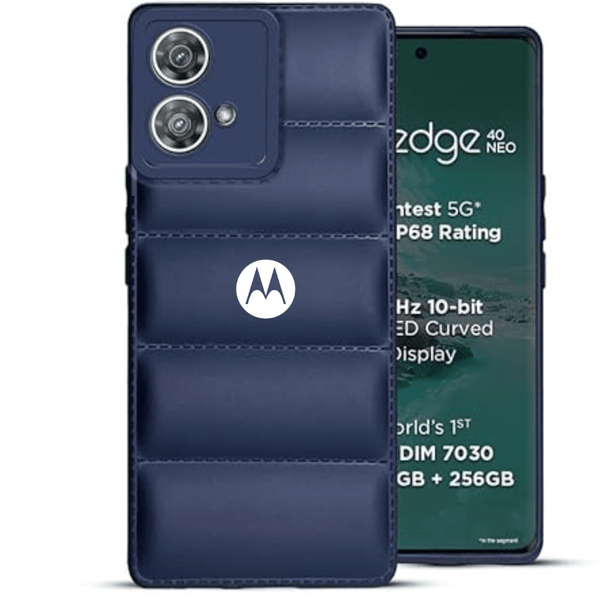 Dark Blue Puffon silicone case for Motorola Edge 40 Neo - The Hatke