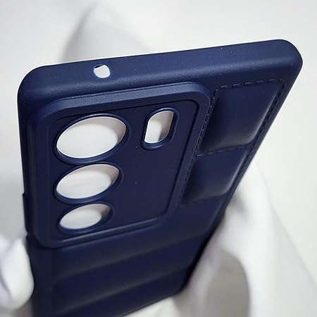 Dark Blue Puffon silicone case for Vivo V29 5G - The Hatke