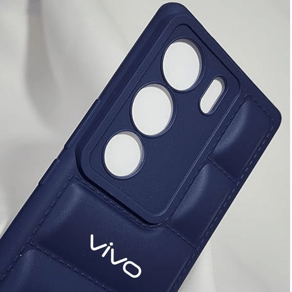 Dark Blue Puffon silicone case for Vivo V29 5G - The Hatke