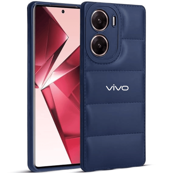 Dark Blue Puffon silicone case for Vivo V29E 5G - The Hatke