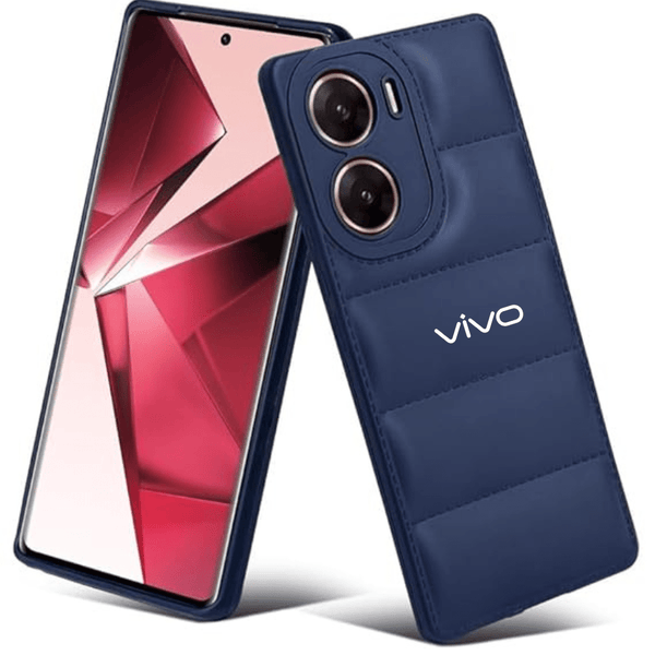 Dark Blue Puffon silicone case for Vivo V29E 5G - The Hatke