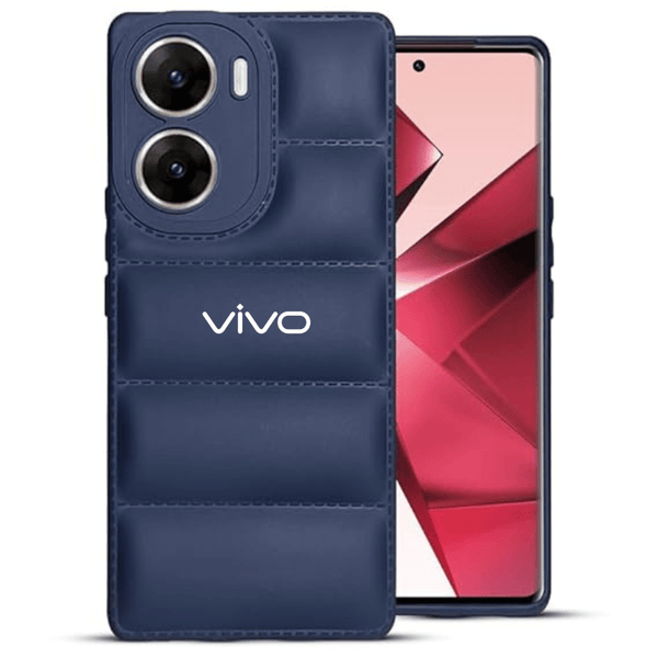 Dark Blue Puffon silicone case for Vivo V29E 5G - The Hatke