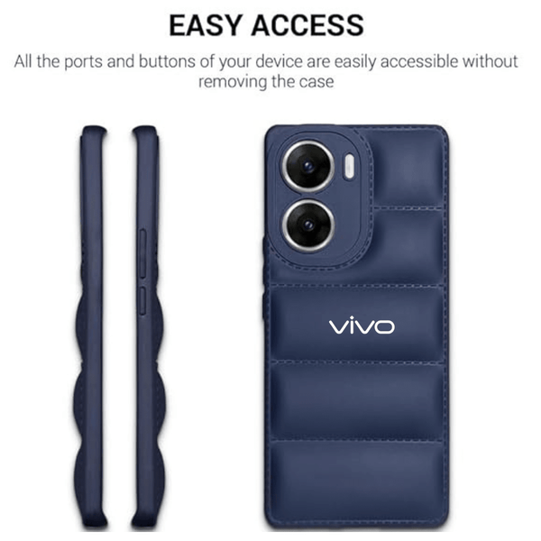 Dark Blue Puffon silicone case for Vivo V29E 5G - The Hatke
