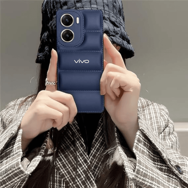 Dark Blue Puffon silicone case for Vivo V29E 5G - The Hatke